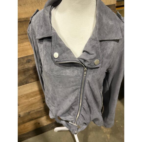 Light Gray- Suede / Faux-Suede -Zip Jacket with Belt-Size 2x Women - Picture 7 of 9